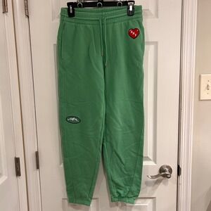 Aerie Green Ski Graphic Jogger Sweatpants Womens XS Embroidered Patches Ice Cold